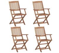 Walplus Folding Outdoor Chairs 4 Pcs Solid Acacia Wood