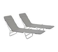 Walplus Folding Sun Loungers 2 Pcs Steel And Fabric Grey
