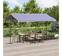 Walplus Free Standing Awning Garden Sun Shade Canopy Gazebo For Back Door, Porch, Patio Blue And White 400X300 Cm Fabric And Steel