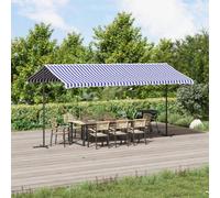 Walplus Free Standing Awning Garden Sun Shade Canopy Gazebo For Back Door, Porch, Patio Blue And White 500X300 Cm Fabric And Steel