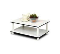 Walplus Furinno 11172 Just 2-Tier No Tools Coffee Table, White W/white Tube