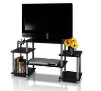 Walplus Furinno 11257Bk/gy Turn-N-Tube No Tools Entertainment Center, Black/grey