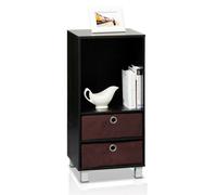 Walplus Furinno 3 Shelves Cabinet/bedside Night Stand With 2 Bin Drawers, Espresso/brown
