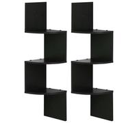 Walplus Furinno 3 Tier Wall Mount Floating Corner Radial Shelf, Set Of 2, Espresso