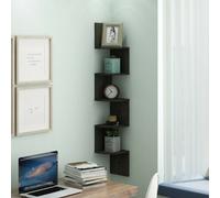 Walplus Furinno 5 Tier Wall Mount Floating Radial Corner Shelf, Espresso