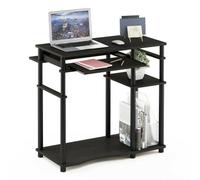 Walplus Furinno Abbott Computer Desk With Bookshelf, Espresso/black