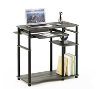 Walplus Furinno Abbott Computer Desk With Bookshelf, French Oak Grey/black