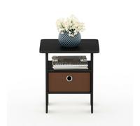 Walplus Furinno Andrey End Table Nightstand With Bin Drawer, Americano/medium Brown