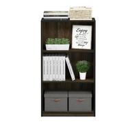Walplus Furinno Basic 3-Tier Bookcase Storage Shelves, Columbia Walnut/black