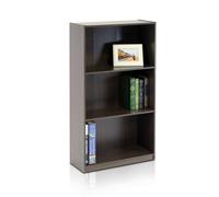 Walplus Furinno Basic 3-Tier Bookcase Storage Shelves, Dark Brown
