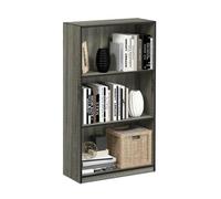 Walplus Furinno Basic 3-Tier Bookcase Storage Shelves, French Oak Grey/black
