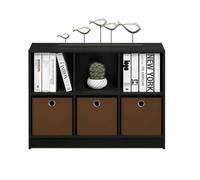 Walplus Furinno Basic 3X2 Bookcase Storage W/bins, Americano/medium Brown
