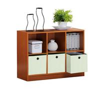 Walplus Furinno Basic 3X2 Bookcase Storage W/bins, Light Cherry/ivory