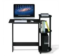 Walplus Furinno Compact Computer Desk With Shelves, Americano/black