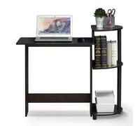 Walplus Furinno Compact Computer Desk With Shelves, Dark Walnut