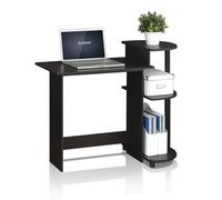 Walplus Furinno Compact Computer Desk With Shelves, Espresso/black