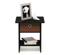 Walplus Furinno Dario End Table/ Night Stand Storage Shelf With Bin Drawer, Americano/medium Brown