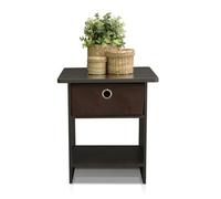 Walplus Furinno Dario End Table/ Night Stand Storage Shelf With Bin Drawer, Espresso/brown