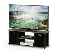 Walplus Furinno Econ Entertainment Center W/storage Bins, French Oak Grey/black/black
