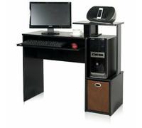 Walplus Furinno Econ Multipurpose Home Office Computer Writing Desk W/bin, Black/brown