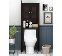 Walplus Furinno Indo Louver Door Bath Cabinet, Espresso