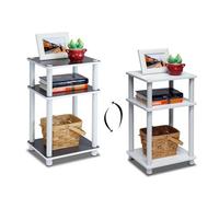 Walplus Furinno Just 3-Tier No Tools Tube End Table, White Side Table For Bedroom