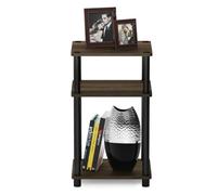 Walplus Furinno Just 3-Tier Turn-N-Tube End Table, Columbia Walnut/black