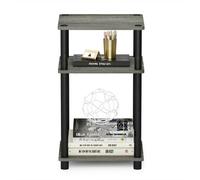Walplus Furinno Just 3-Tier Turn-N-Tube End Table, French Oak Grey/black