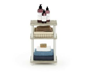 Walplus Furinno Just 3-Tier Turn-N-Tube End Table, Sonoma Oak/white Side Table