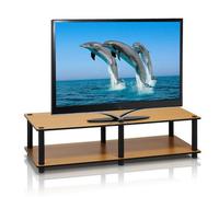 Walplus Furinno Just No Tools Wide Tv Stand, Light Cherry W/black Tube