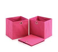 Walplus Furinno Laci Foldable Storage Organizer With Round Ring Handle, Set Of 3, Pink