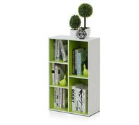 Walplus Furinno Luder 5-Cube Reversible Open Shelf, White/green