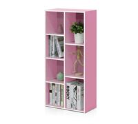 Walplus Furinno Reed 7-Cube Reversible Open Shelf, White/pink