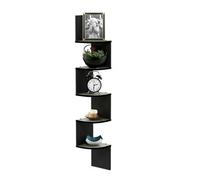 Walplus Furinno Rossi 5-Tier Wall Mount Floating Radial Corner Shelf, French Oak Grey/black