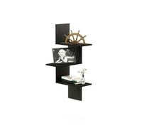 Walplus Furinno Rossi Modern 3-Tier Wall Floating Corner Shelf, Espresso