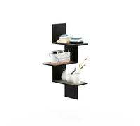 Walplus Furinno Rossi Modern 3-Tier Wall Floating Corner Shelf, French Oak Grey/black