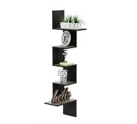 Walplus Furinno Rossi Modern 5-Tier Wall Floating Corner Shelf, French Oak Grey/black