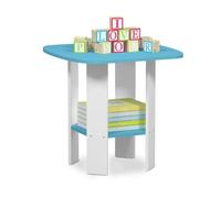 Walplus Furinno Simple Design End/sidetable, Light Blue/white