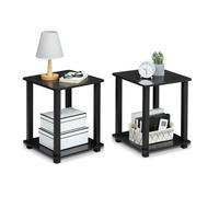 Walplus Furinno Simplistic End Table, Set Of Two, Americano/black Side Table