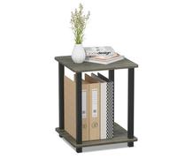 Walplus Furinno Simplistic End Table, Set Of Two, French Oak Grey/black