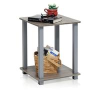 Walplus Furinno Simplistic End Table, Set Of Two Side Table For Bedroom, French Oak Grey