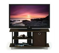 Walplus Furinno Simplistic Tv Entertainment Center With Bin Drawers, Columbia Walnut/dark Brown