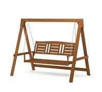 Walplus Furinno Tioman Hardwood 3 Seater Swing With Stand, Natural