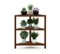 Walplus Furinno Tioman Hardwood 3-Tier Corner Shelf In Teak Oil, Natural