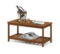 Walplus Furinno Tioman Hardwood Coffee Table With Shelf In Teak Oil, Natural