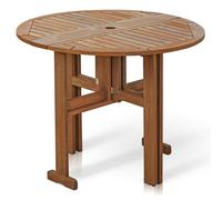 Walplus Furinno Tioman Outdoor Hardwood Gateleg Round Table, Natural