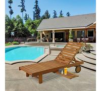 Walplus Furinno Tioman Outdoor Hardwood Sun Lounger With Tray, Natural