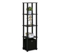 Walplus Furinno Tnt No Tools 5-Tier Display Decorative Shelf With One Bin, Black