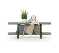 Walplus Furinno Turn-N-Tube 2-Tier Multipurpose Wide Shelf, French Oak Grey/black