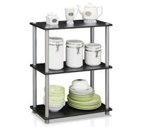 Walplus Furinno Turn-N-Tube 3-Tier Compact Multipurpose Shelf Display Rack, Black/grey
